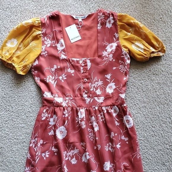 NWT Walter Baker Cara Floral Colorblock Dress - L - Picture 3 of 11